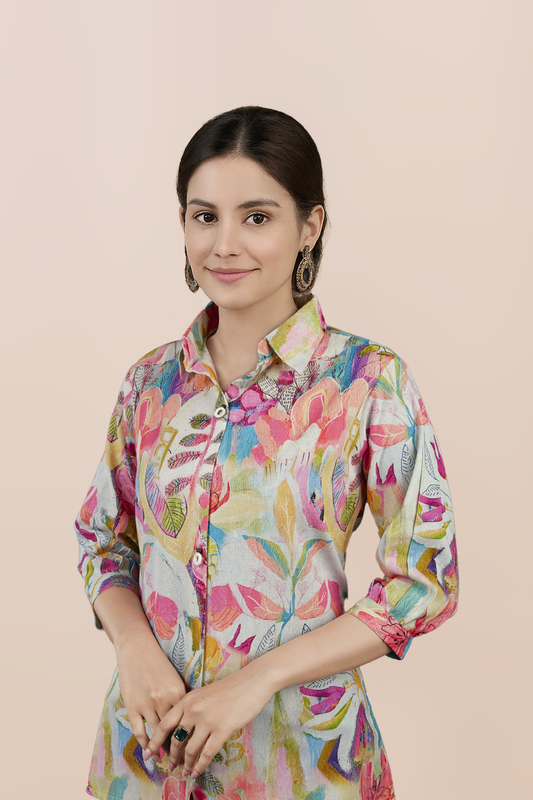 Floral print Pointed Collar Shirt