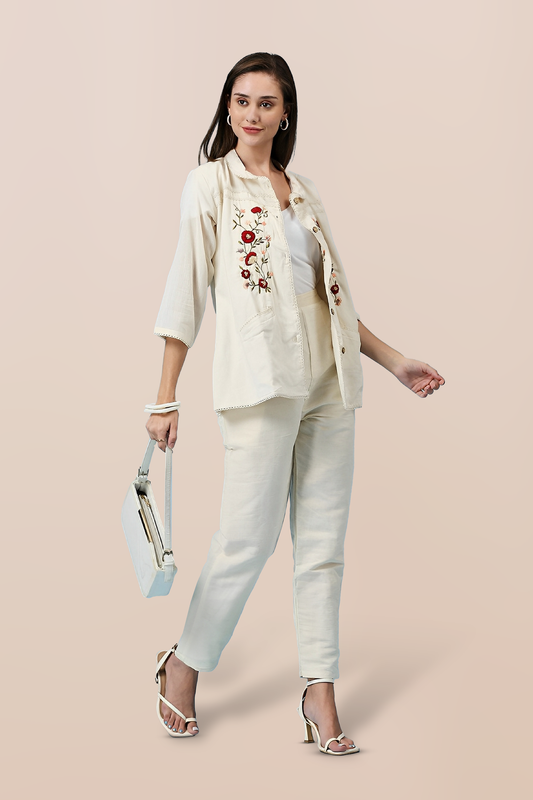 Slate Motion Embroidered Top & Bottom