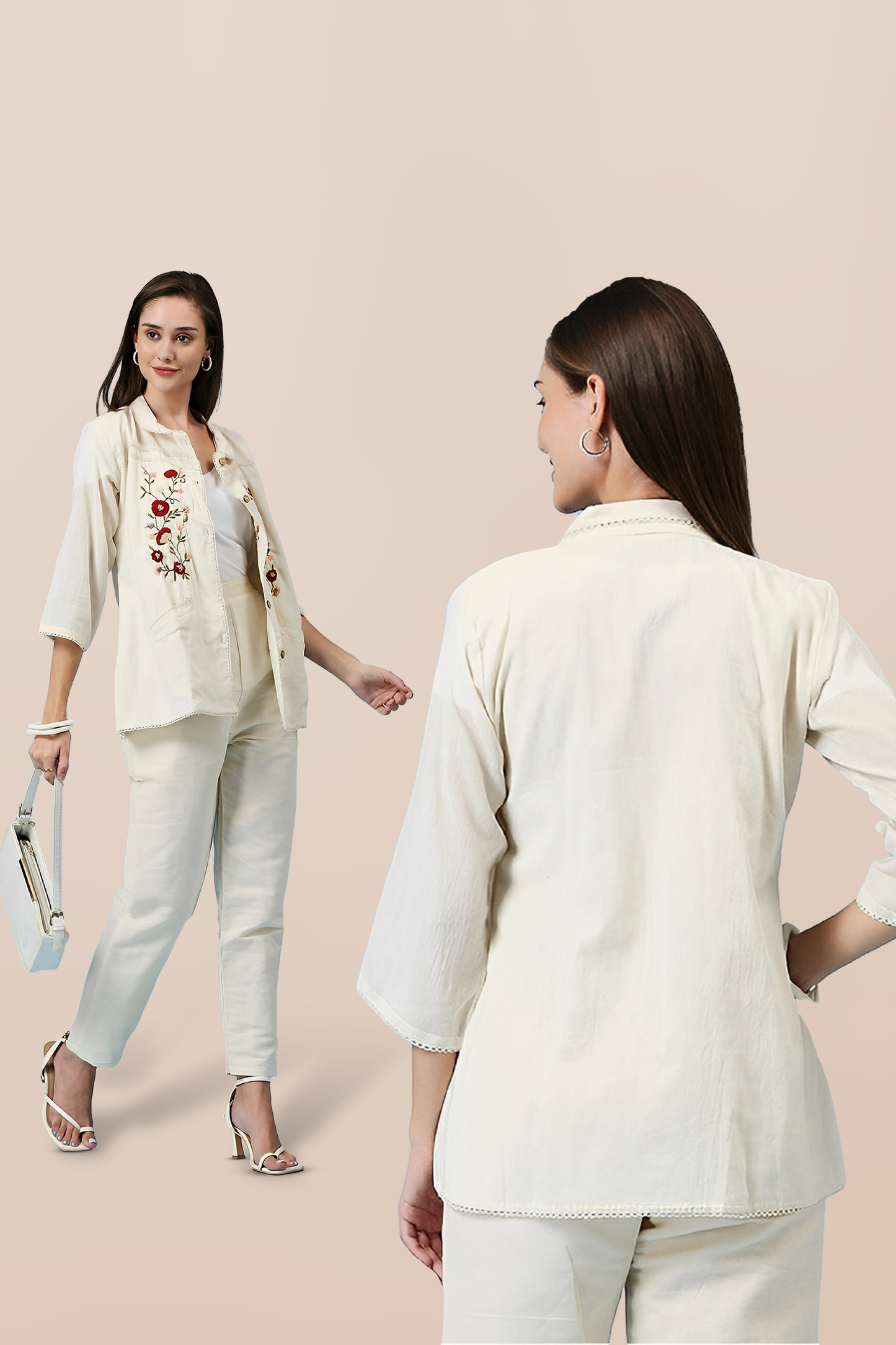 Slate Motion Embroidered Top & Bottom
