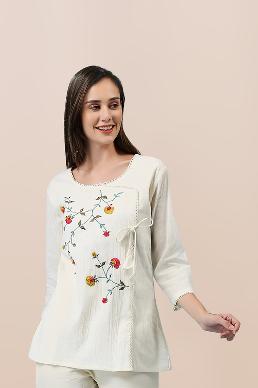 Floral Dusk Embroidered Top