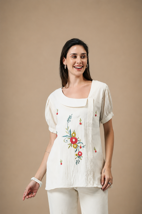 Concrete Luxe Embroidered Top
