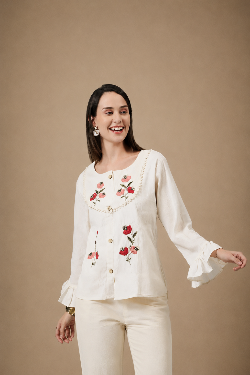Ivory Edit Embroidered Top