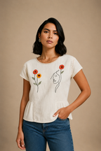 Floral Muse Embroidered Peplum Top