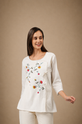 Floral Dusk Embroidered Top & Bottom