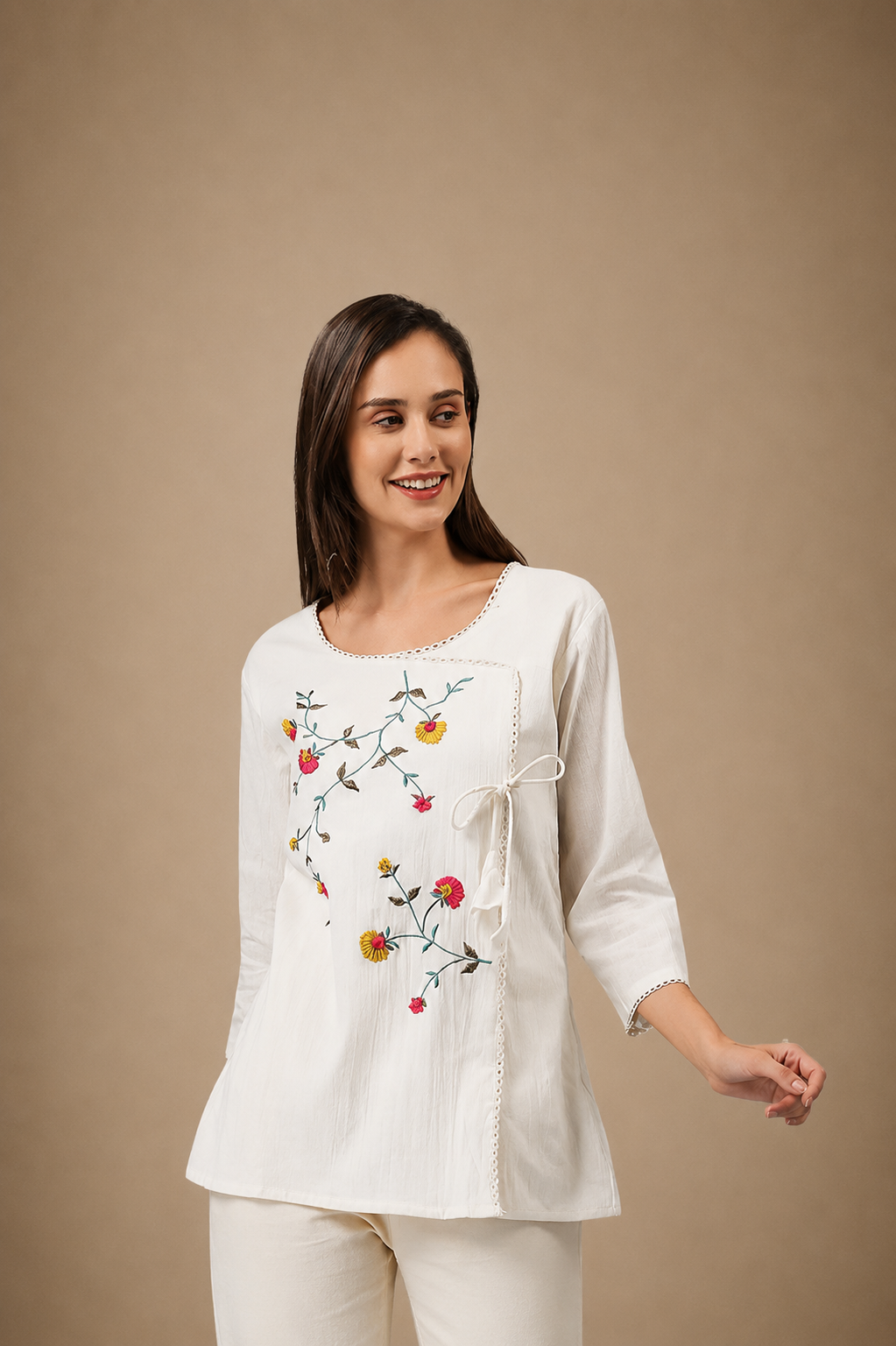 Floral Dusk Embroidered Top & Bottom