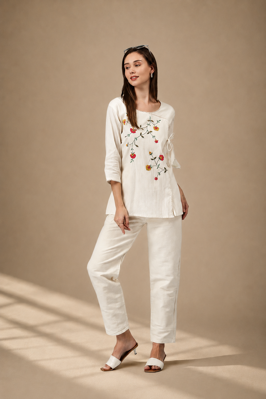 Floral Dusk Embroidered Top & Bottom