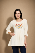 Meadow Bloom Pleated Tunic Top