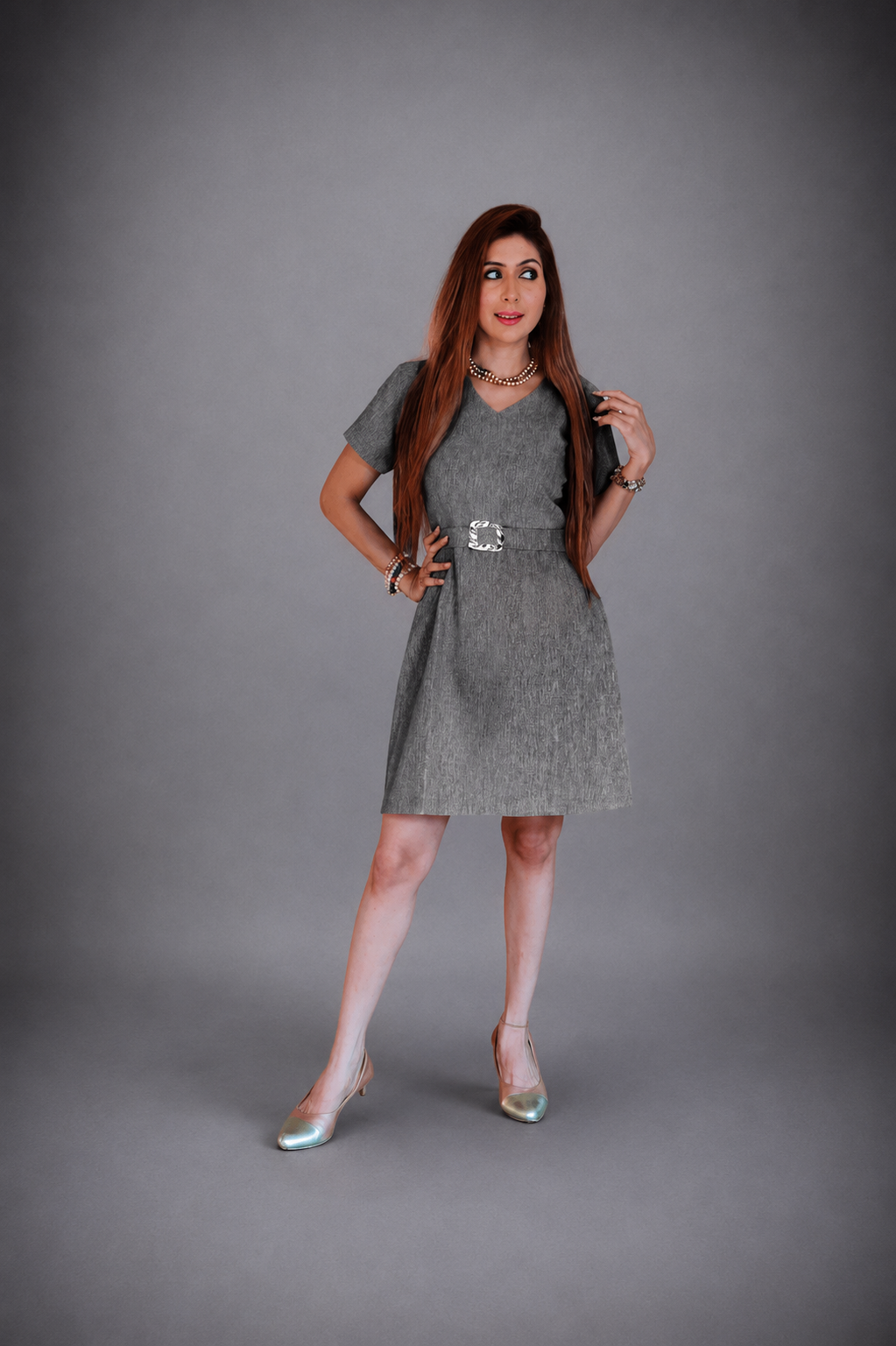 GraceBloom Belted Dress