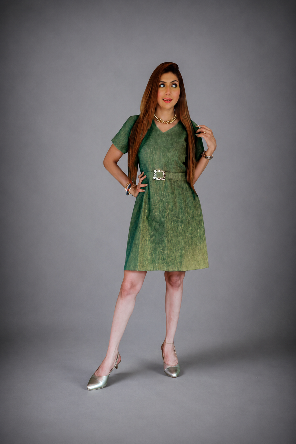 GraceBloom Belted Dress