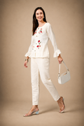 Ivory Edit Embroidered Top & Bottom