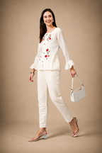Ivory Edit Embroidered Top & Bottom