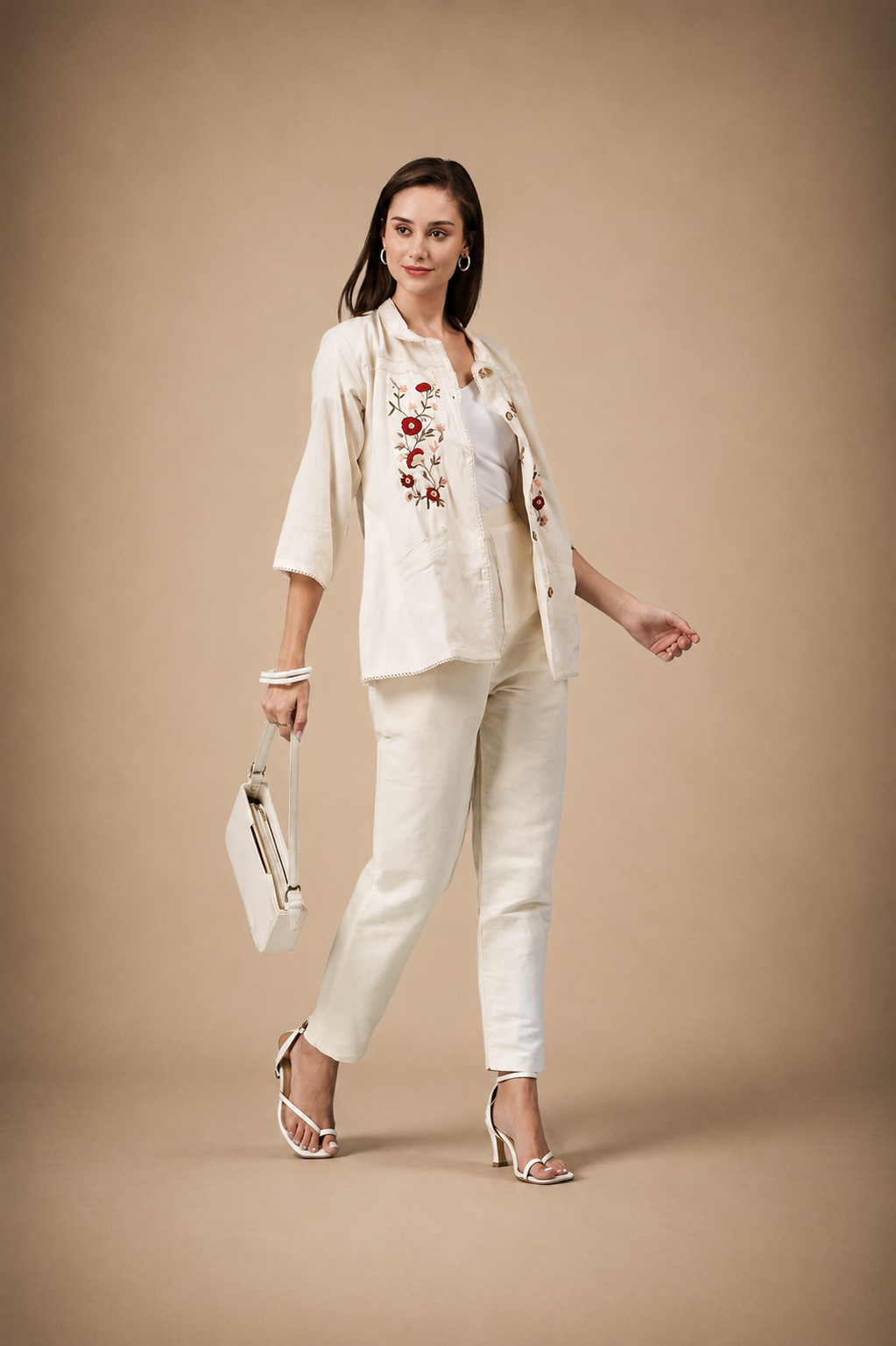 Slate Motion Embroidered Top & Bottom