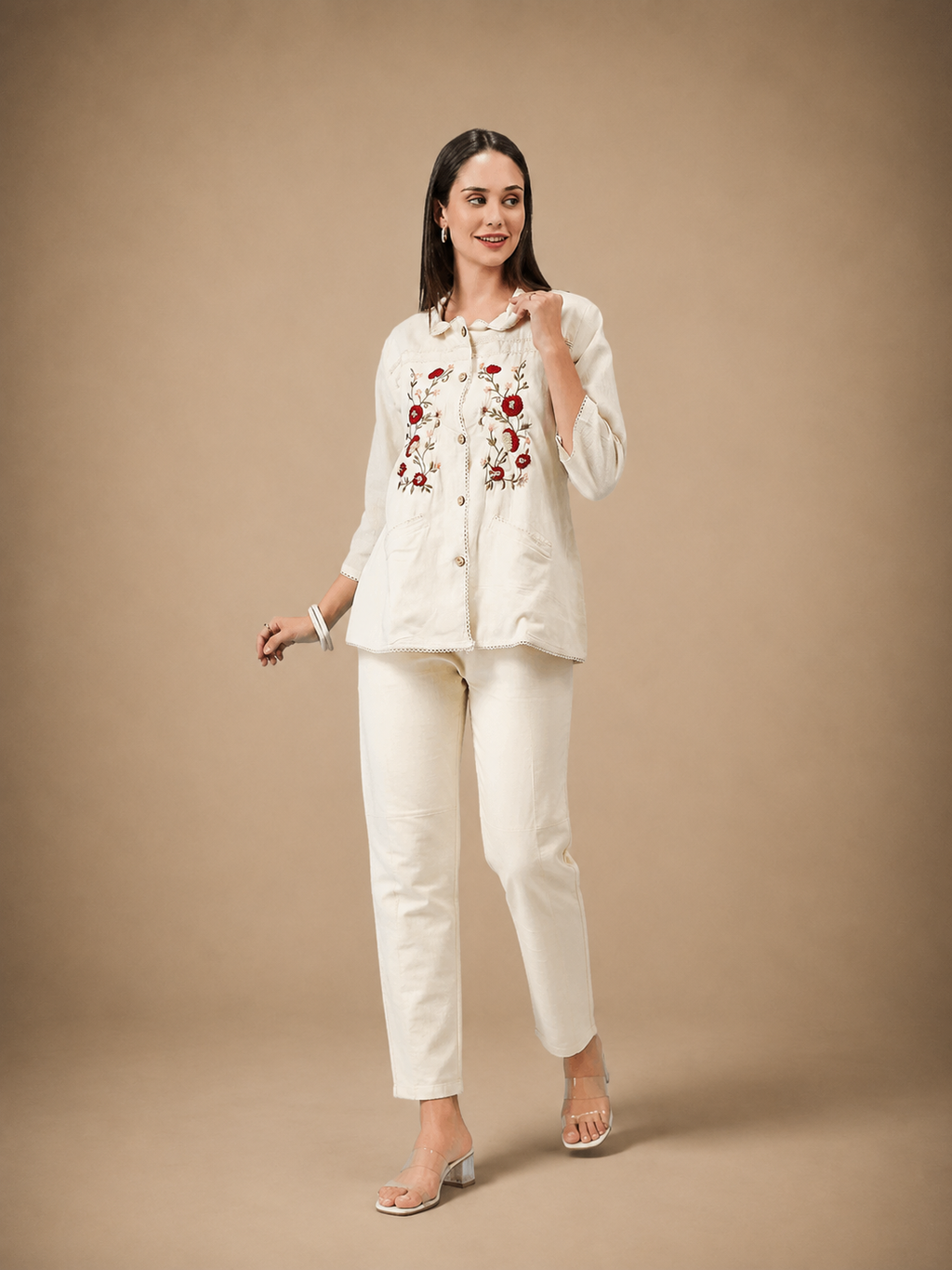 Slate Motion Embroidered Top & Bottom