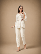 Slate Motion Embroidered Top & Bottom