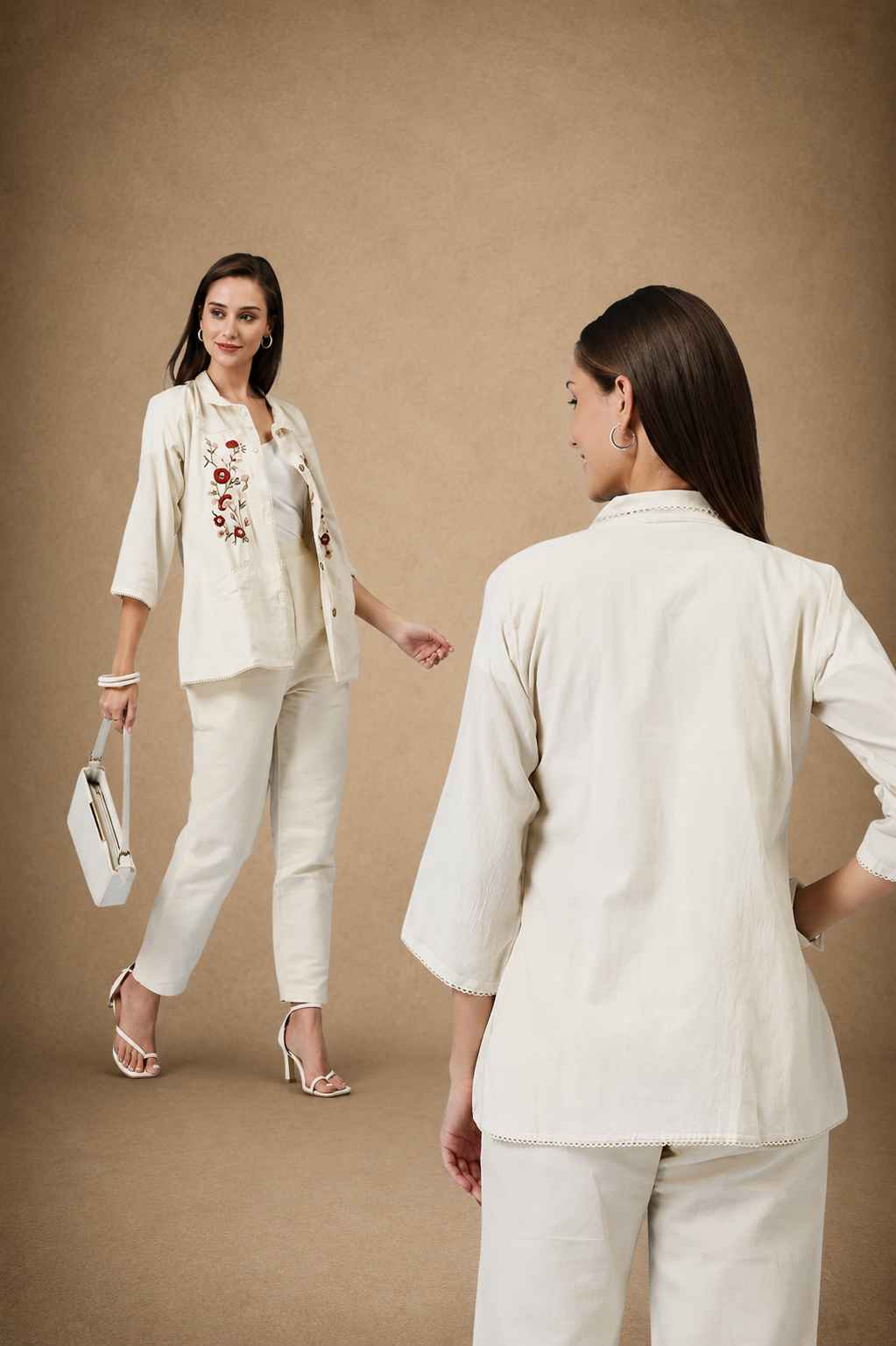 Slate Motion Embroidered Top & Bottom