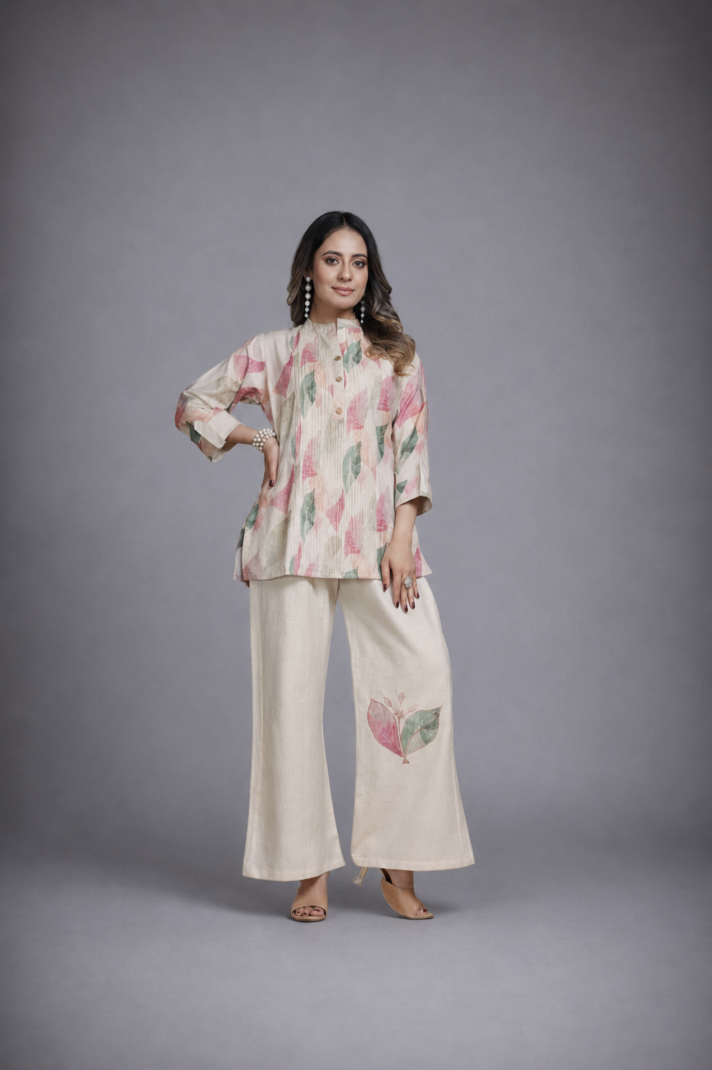 Pastel Leaf Elegance Co-ord Set