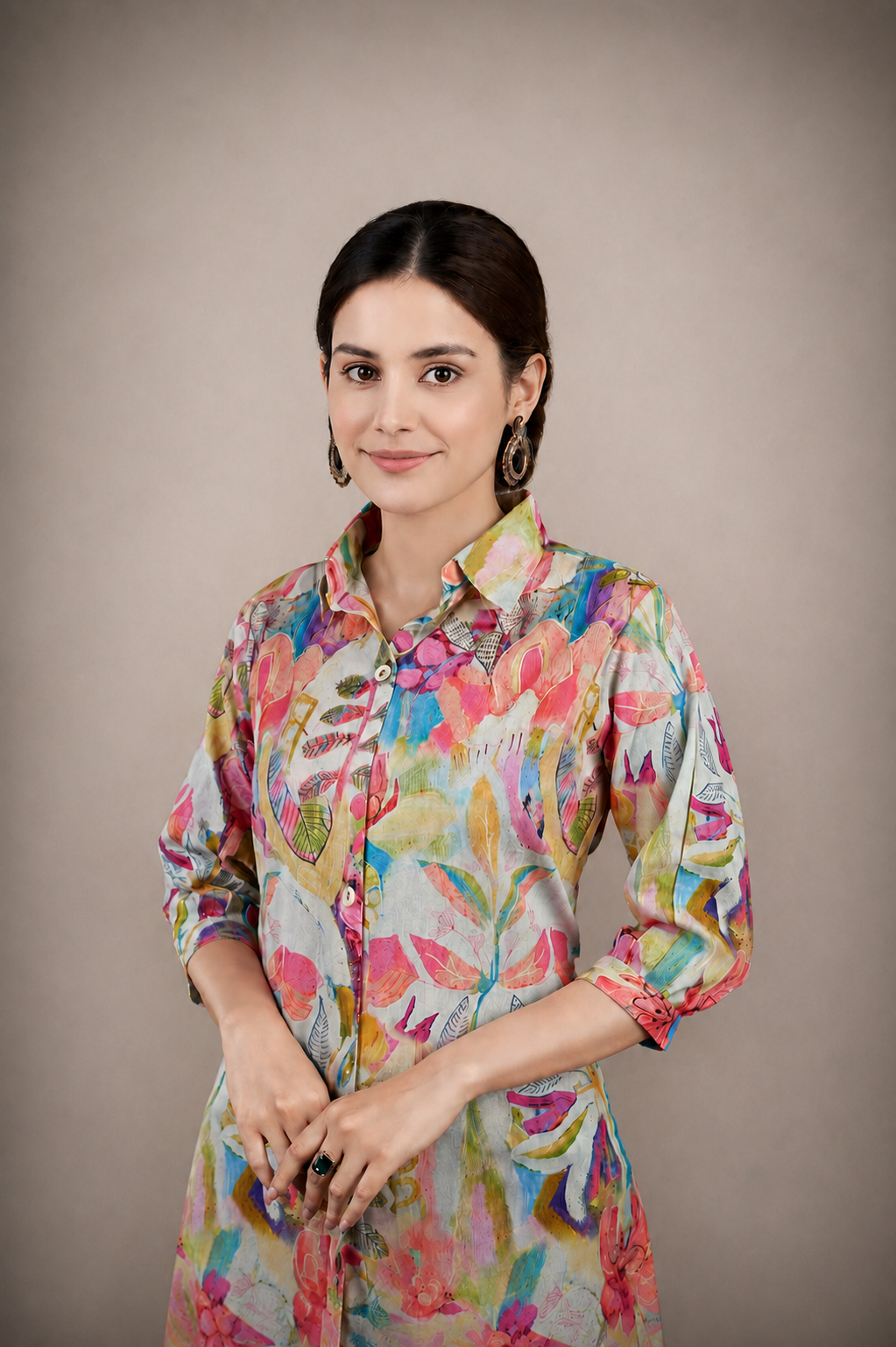 Floral print Pointed Collar Shirt