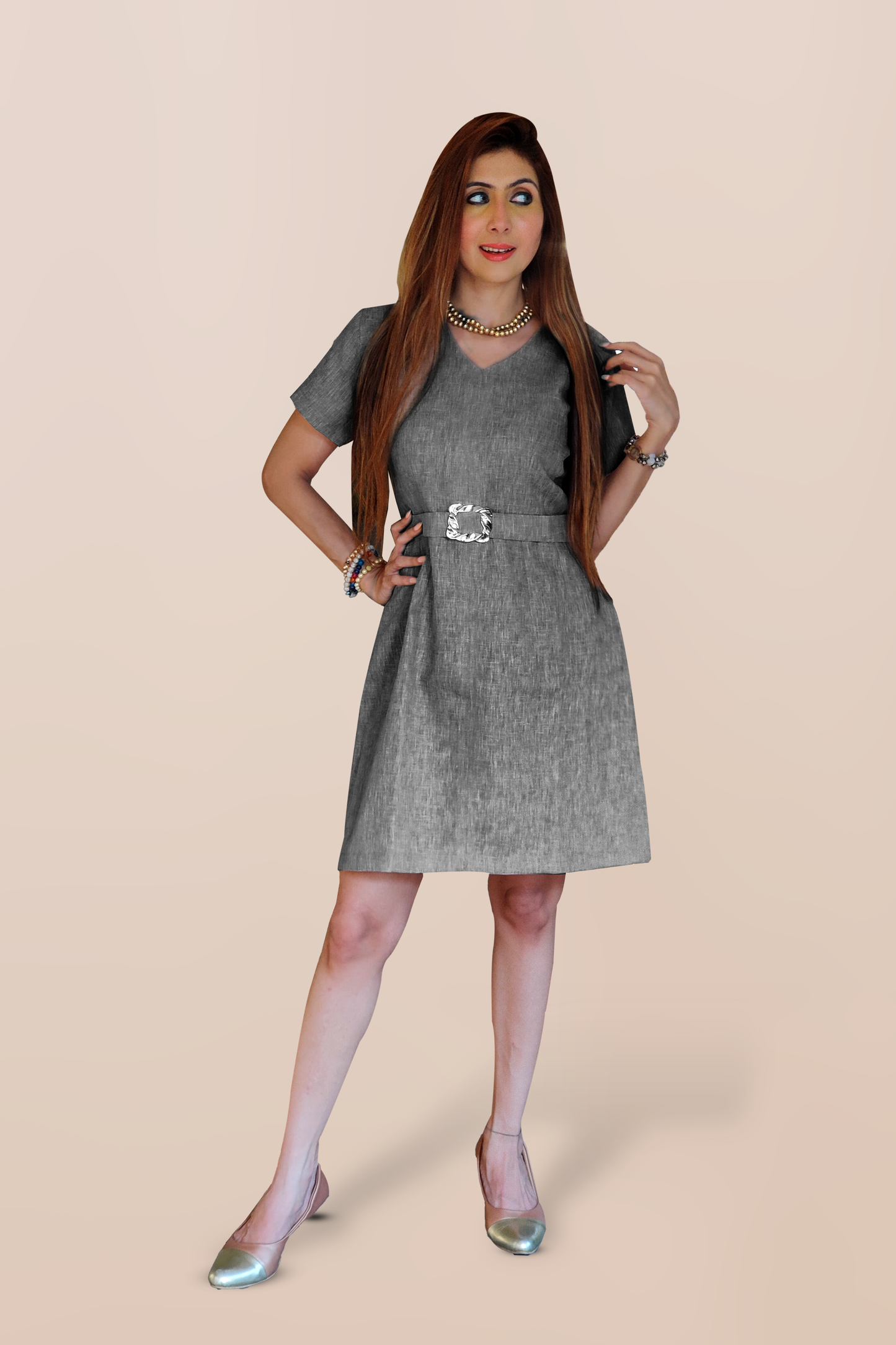 GraceBloom Belted Dress