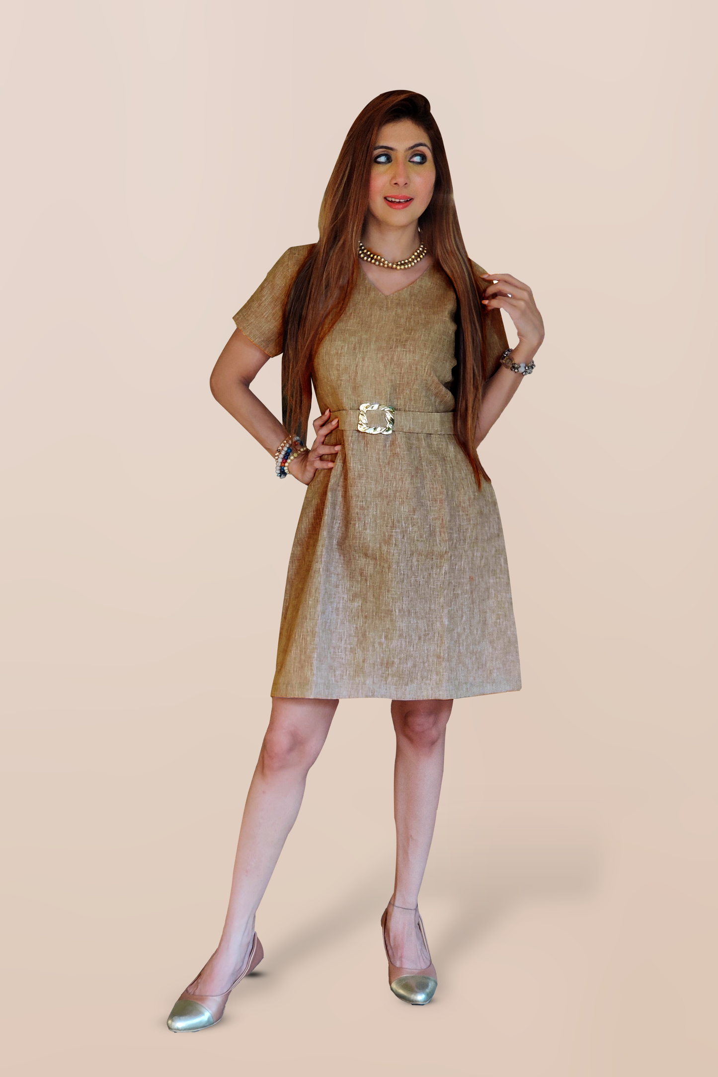 GraceBloom Belted Dress