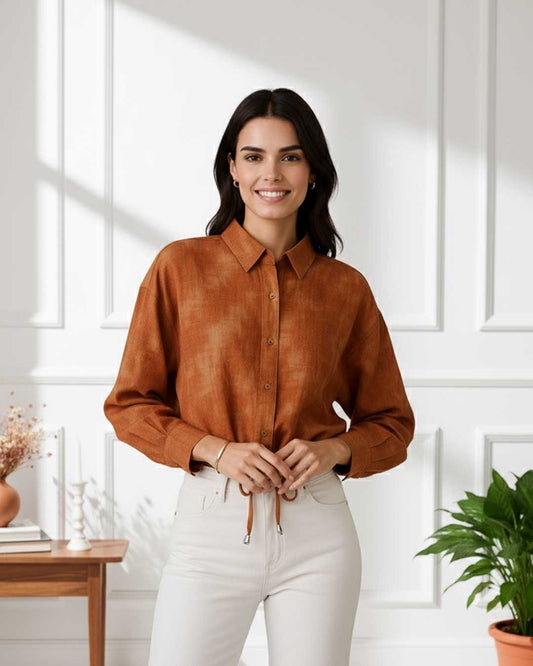 Rust Drift Drawstring Top