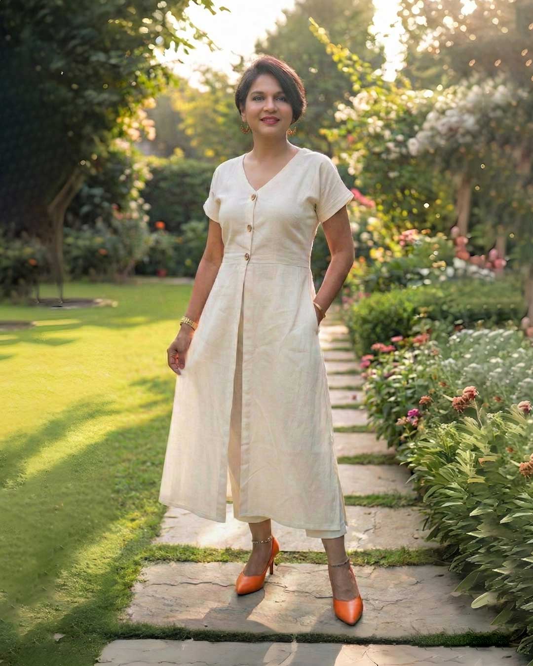 Ivory Breeze Button-Down Set