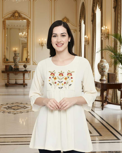 Meadow Bloom Pleated Tunic Top