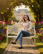 Crimson Bloom Pointed Collar Top