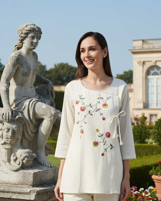 Floral Dusk Embroidered Top