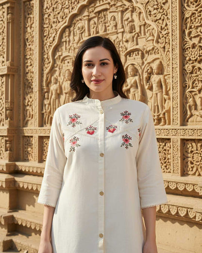 Petal Poise Mandarin Tunic Top