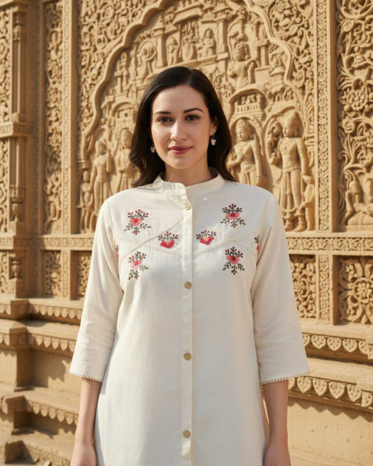 Petal Poise Mandarin Tunic Top