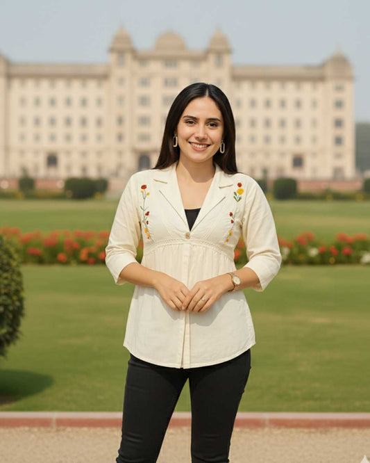 Sunpetal Charm Embroidered Tunic Top