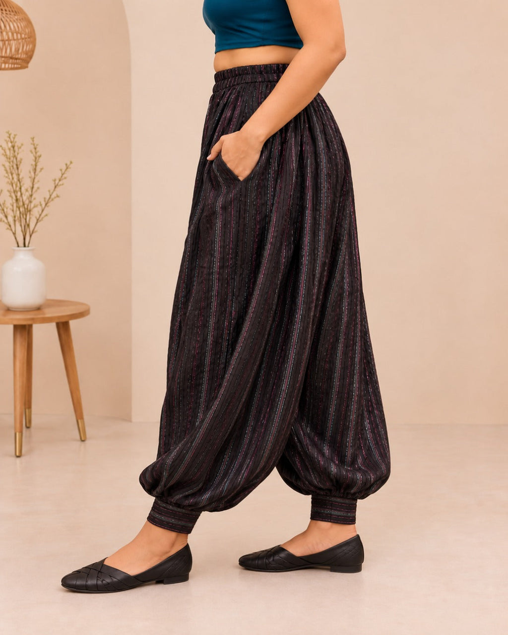 Textured Balloon Pants